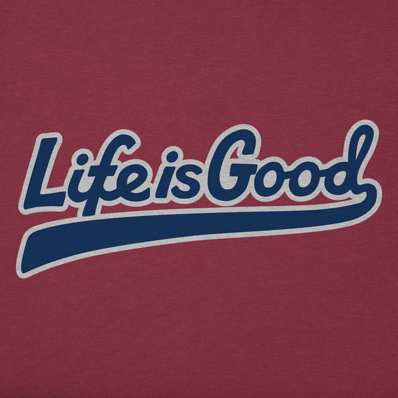 Life is Good M Simply True Crew Ballyard Script CRANBERRY RED