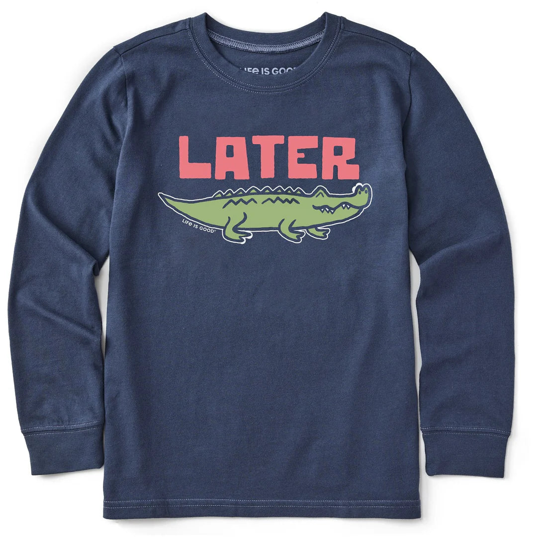 Life is Good Kid's LS Crusher Later Gator DARKEST BLUE