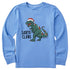 Life is Good Kid's LS Crusher Santa Claws Dino Tee CORNFLOWER BLUE