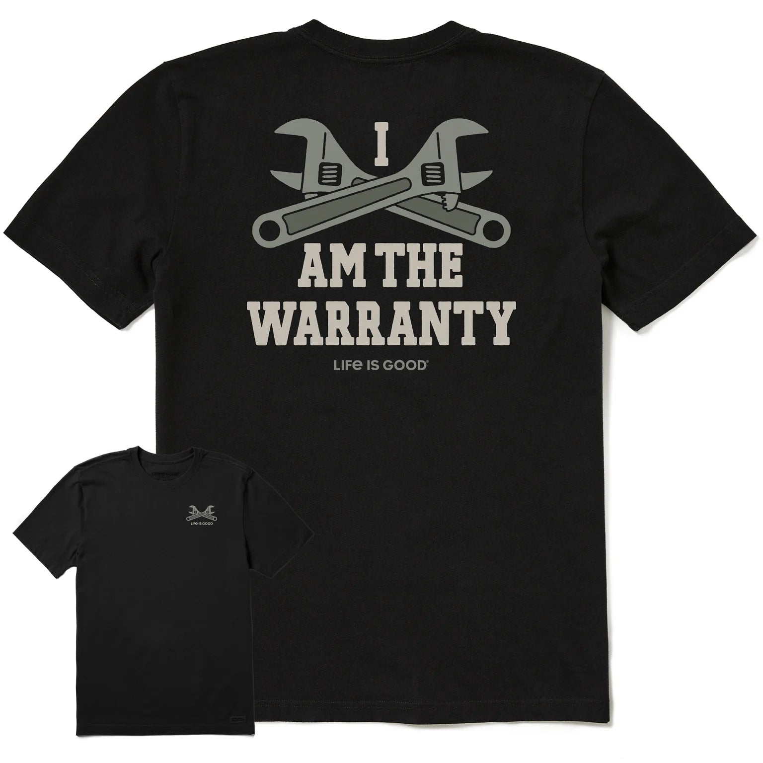 Life is Good M SS Crusher I Am The Warranty Tee FADED BLACK