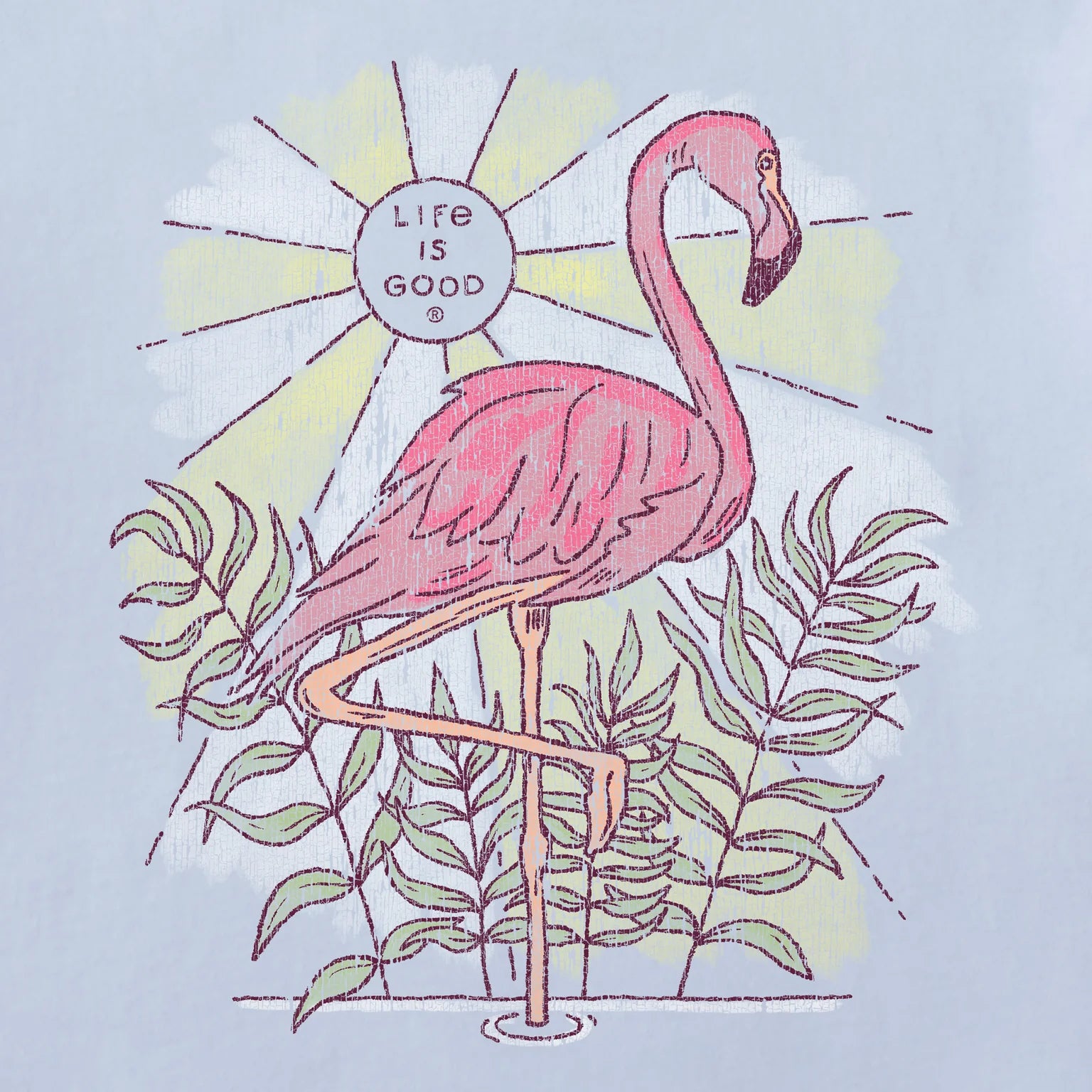 Life is Good W SS Crusher Dreamy Flamingo Tee GLACIER BLUE