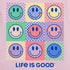Life is Good W SS Crusher Checkerboard Smilies Tee SEASHELL PINK