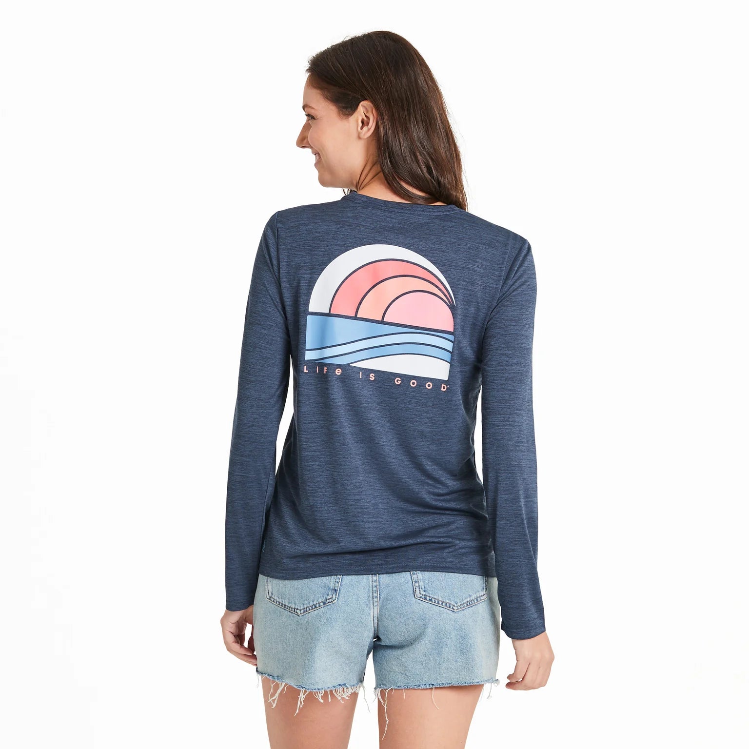 Life is Good LS W Sun Crusher Sun & Water Tee DARKEST BLUE