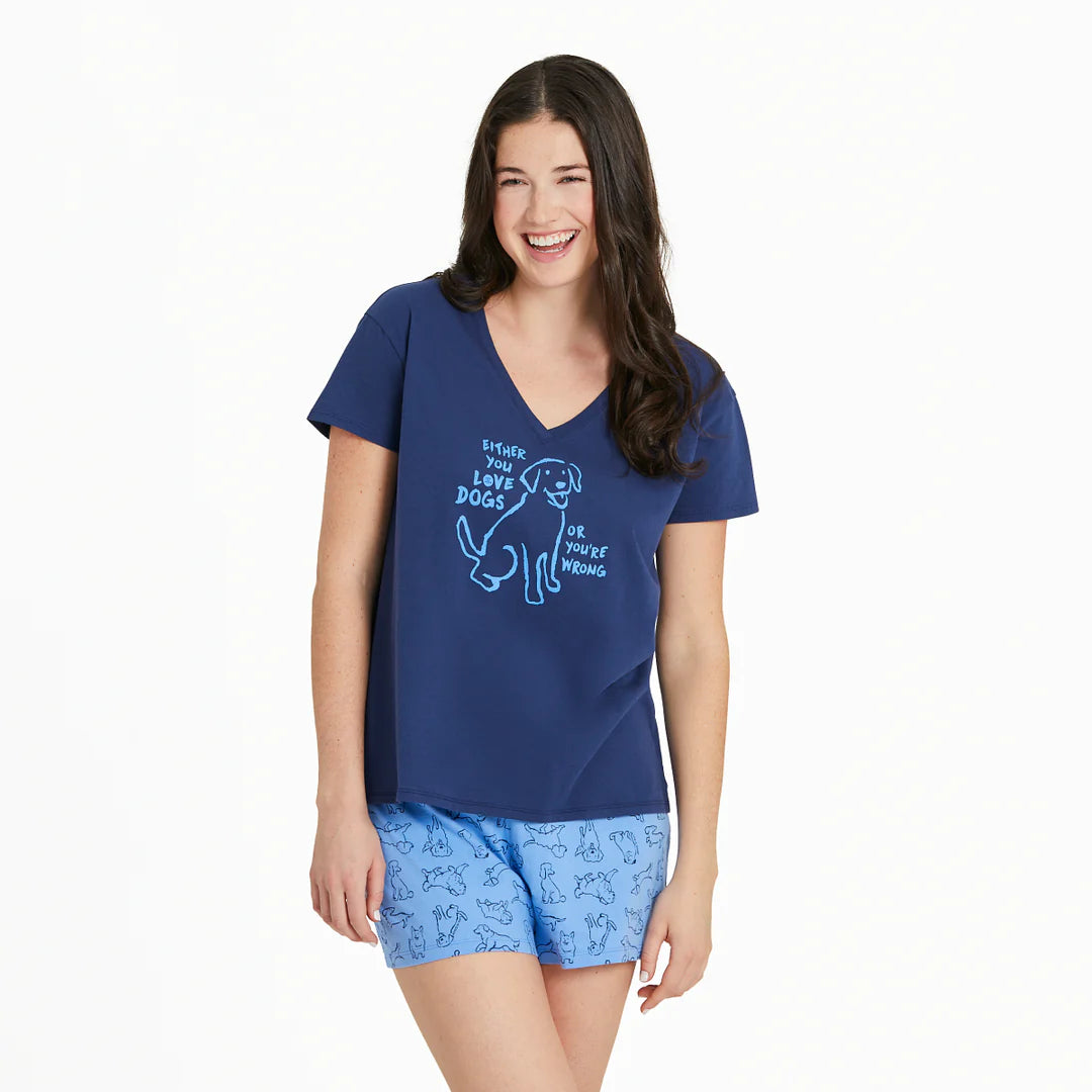Life is Good W SS Sleep Tee Inkbrush Dog DARKEST BLUE