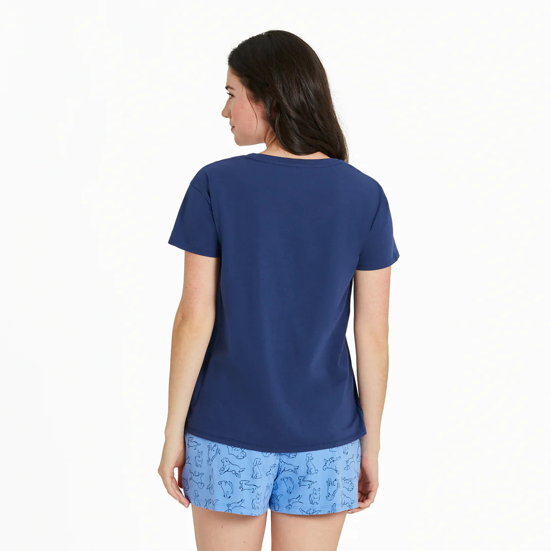 Life is Good W SS Sleep Tee Inkbrush Dog DARKEST BLUE