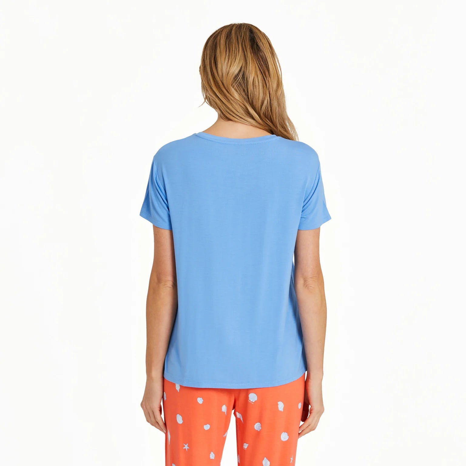 Life is Good W SS Sleep Tee Seashell Heart CORNFLOWER BLUE