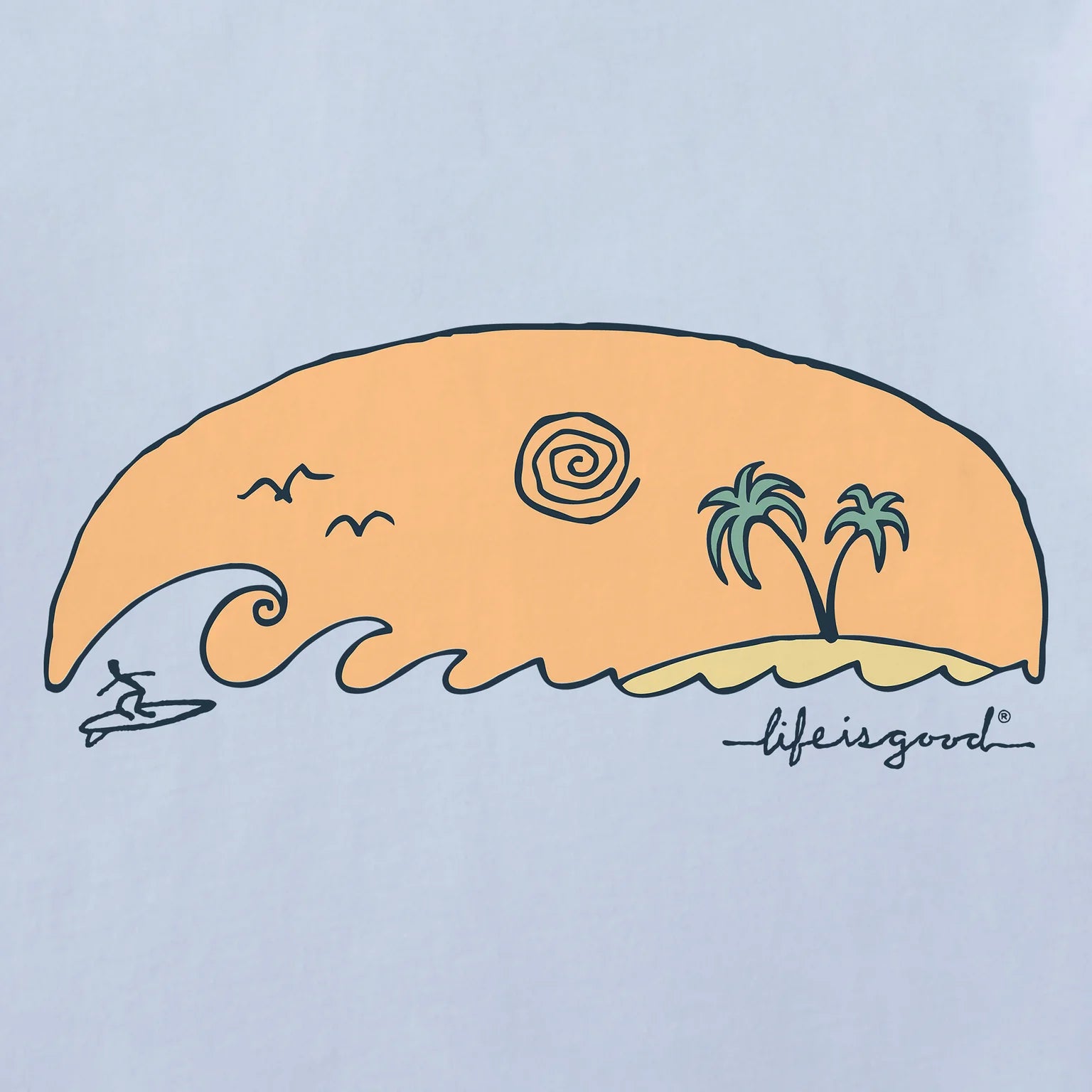 Life is Good M SS Crusher Quirky Island Surf GLACIER BLUE