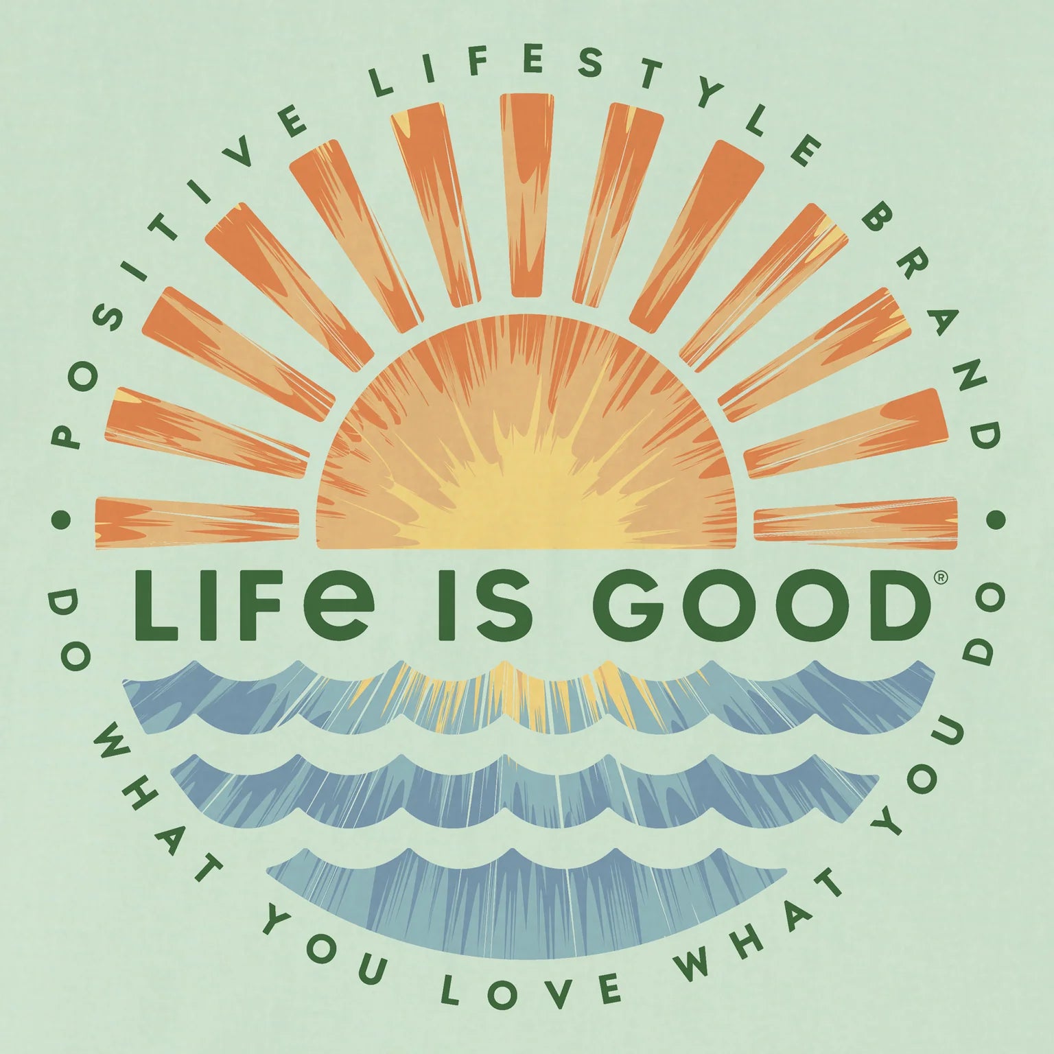 Life is Good M SS Crusher Lite Sunset Burst Tee SAGE GREEN