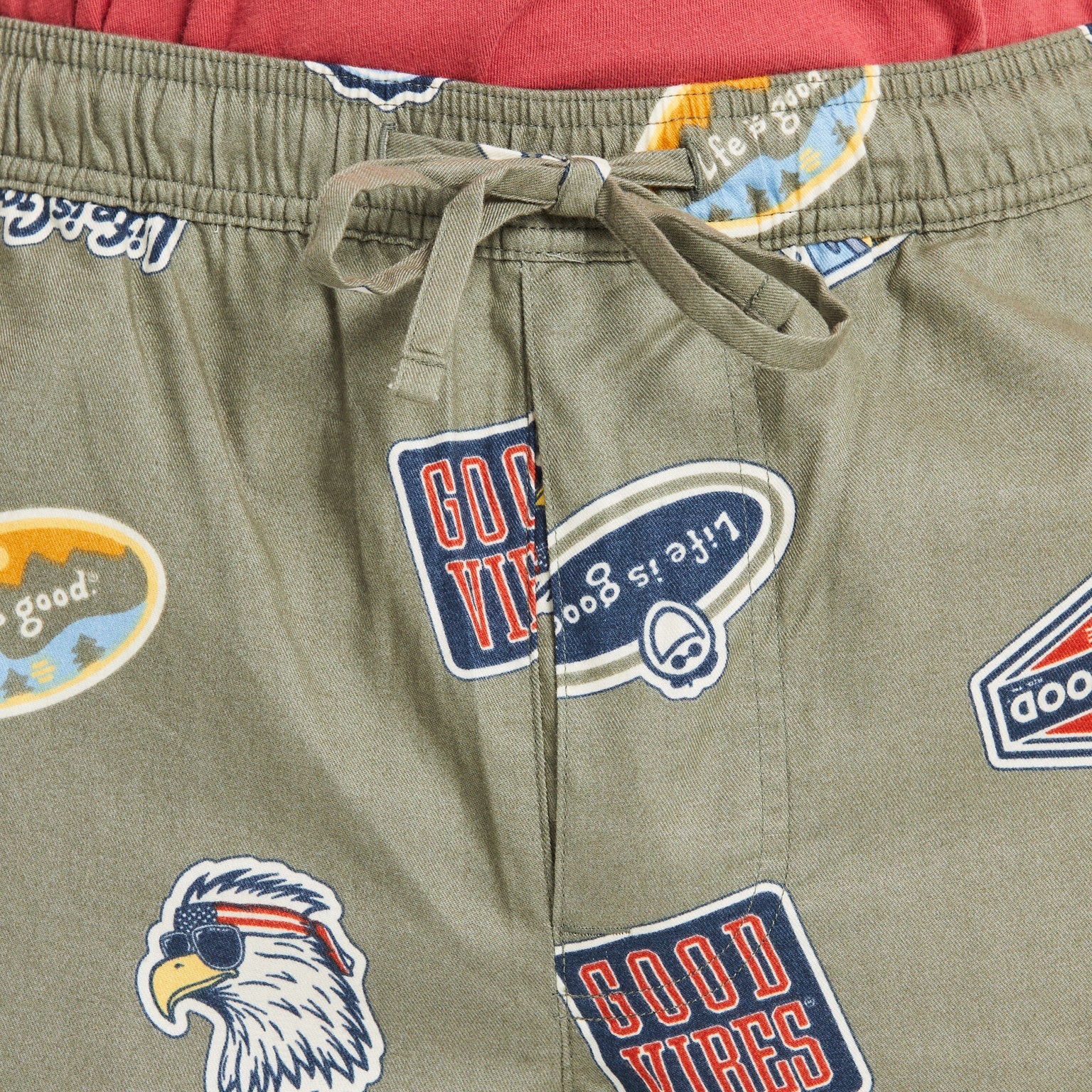 Life Is Good M Classic Sleep Pant Sticker Collage MOSS GREEN