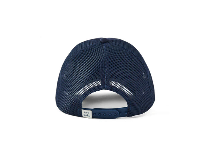 Life is Good Kids Trucker Hat Stay Wild DARKEST BLUE