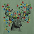 Life is Good M LS Crusher Buck Head Tee XMAS Lights GRANITE GREEN