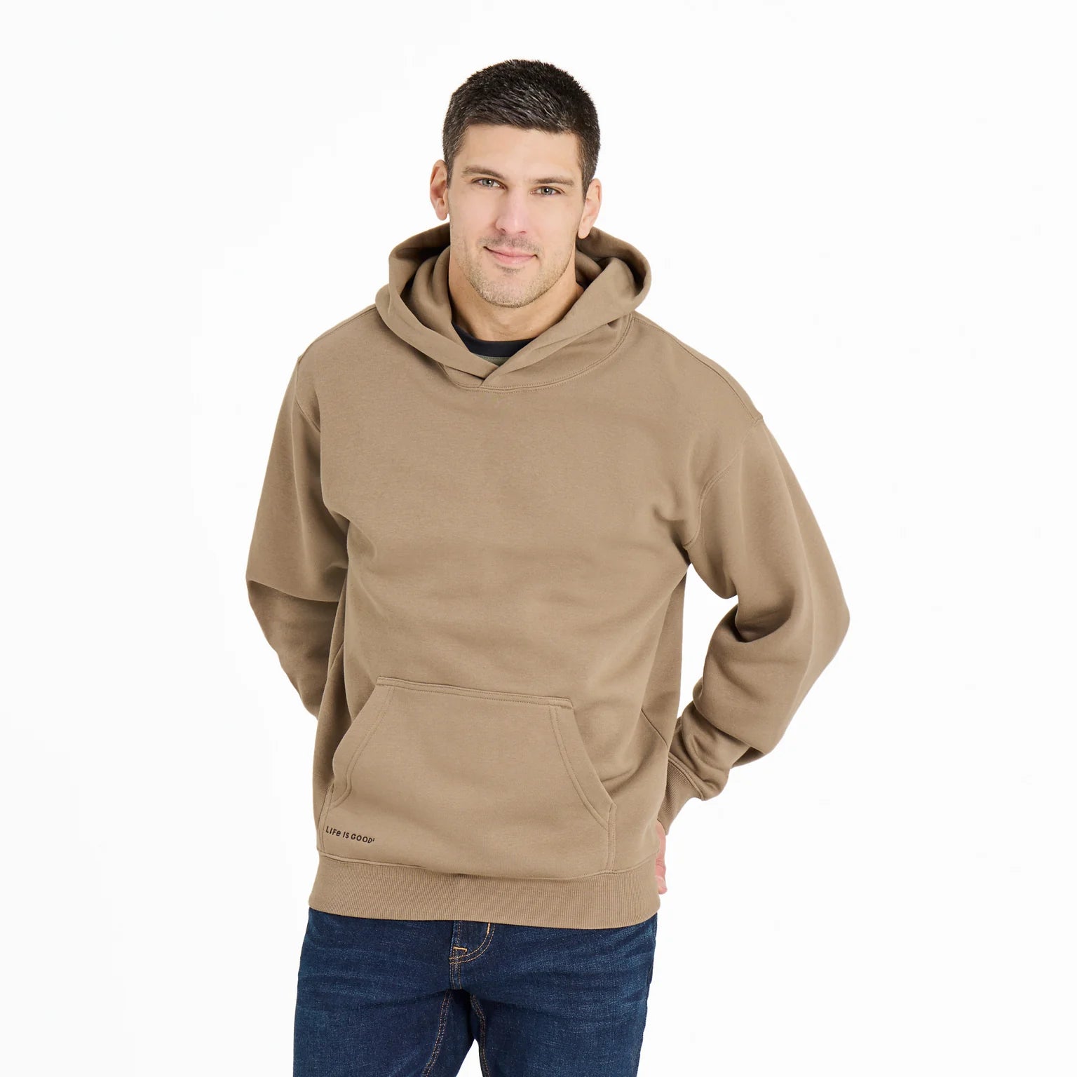 Life is Good M Crafty Good Vibes Fleece Hoodie MUSHROOM BROWN