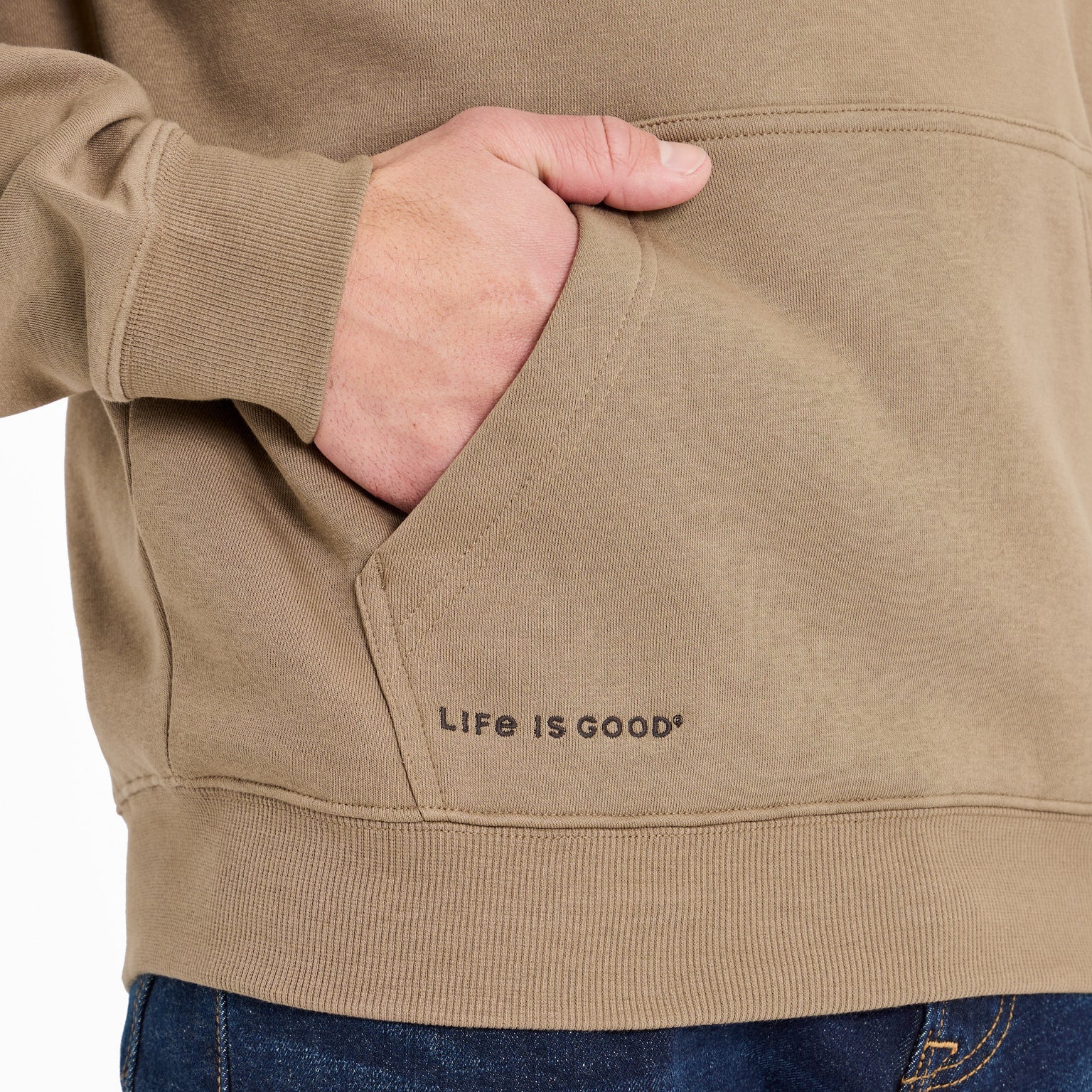 Life is Good M Crafty Good Vibes Fleece Hoodie MUSHROOM BROWN