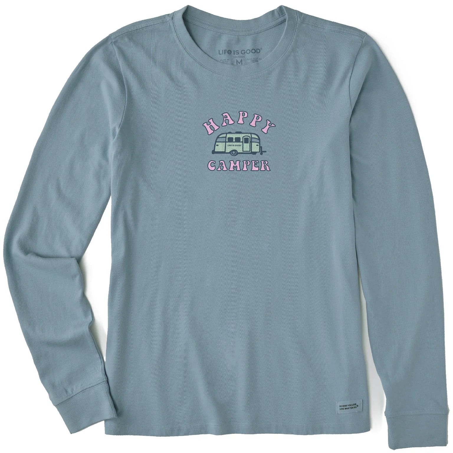 Life is Good W LS Crusher Happy Camper Tee SMOKY BLUE