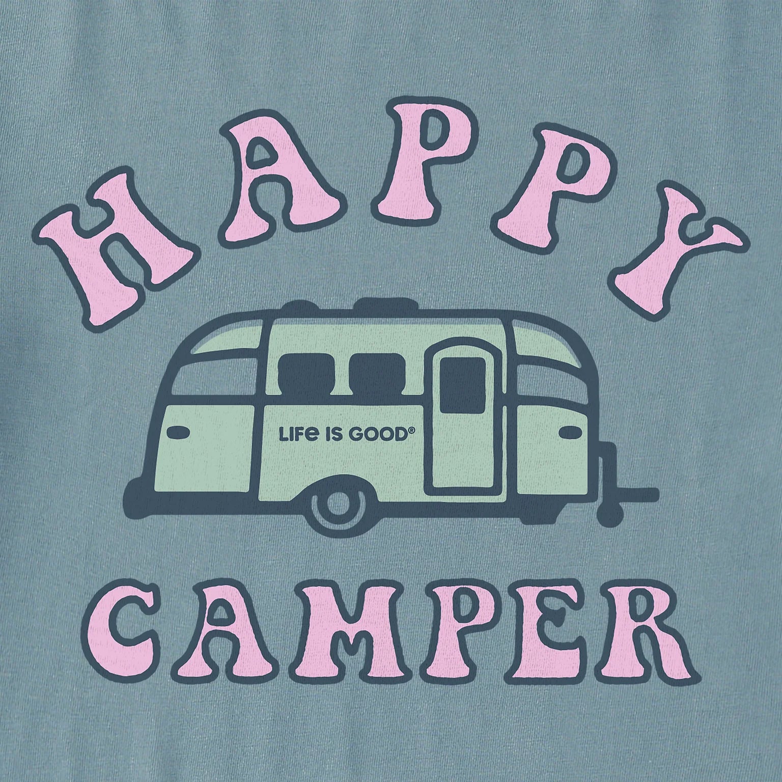 Life is Good W LS Crusher Happy Camper Tee SMOKY BLUE