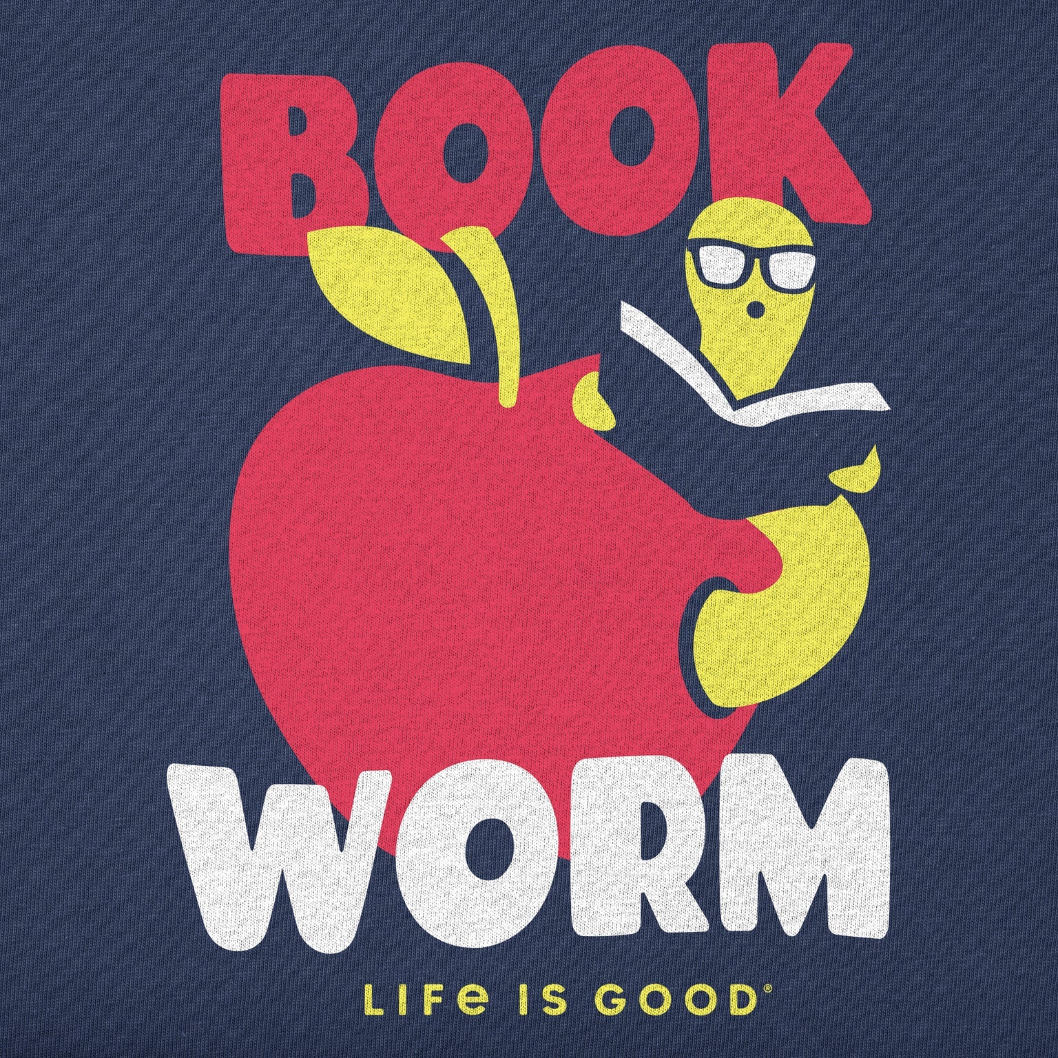 Life is Good W LS Crusher Book Worm DARKEST BLUE