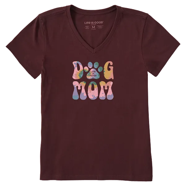 Life is Good W SS Crusher Tie Dye Dog Vee DEEP BURGUNDY