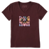 Life is Good W SS Crusher Tie Dye Dog Vee DEEP BURGUNDY