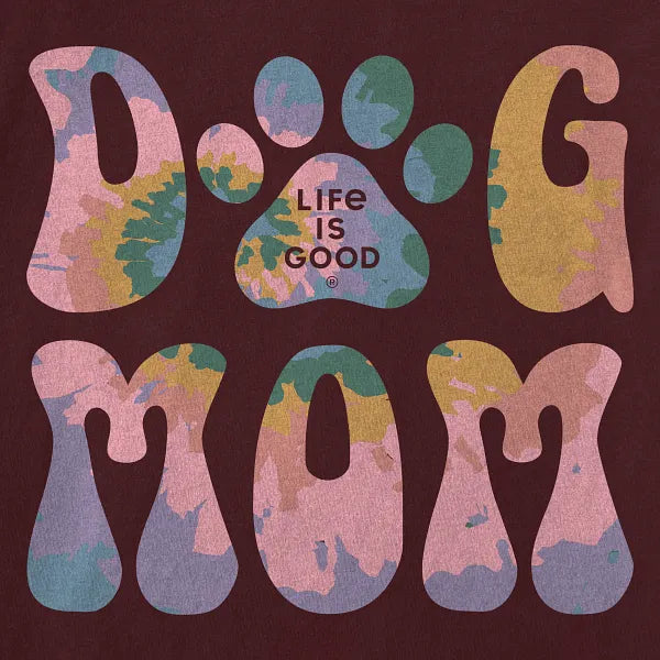 Life is Good W SS Crusher Tie Dye Dog Vee DEEP BURGUNDY