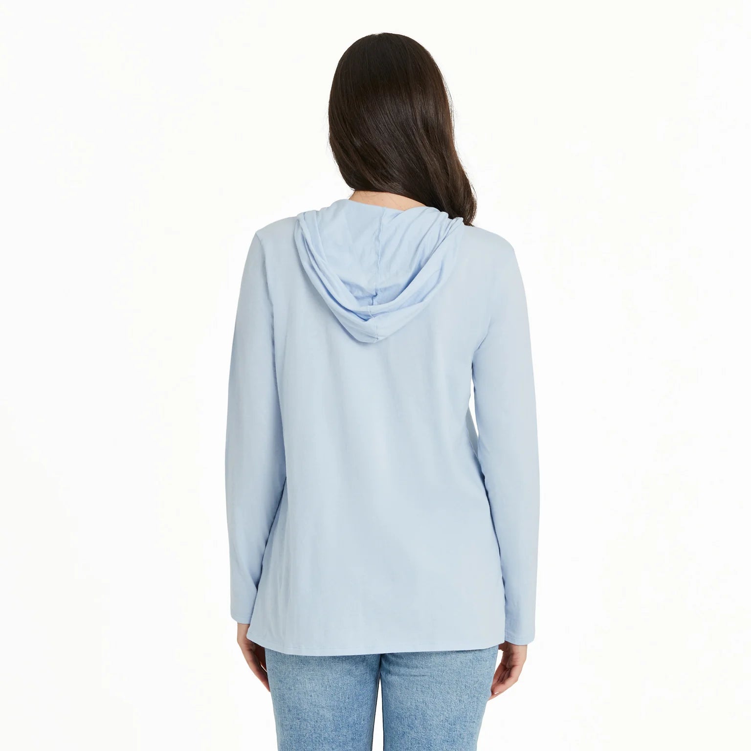 Life is Good W LS Hooded Crusher Floating Turtle Tee SMOKY BLUE