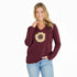 Life is Good W LS Hooded Crusher Detailed Sunflower DEEP BURGUNDY