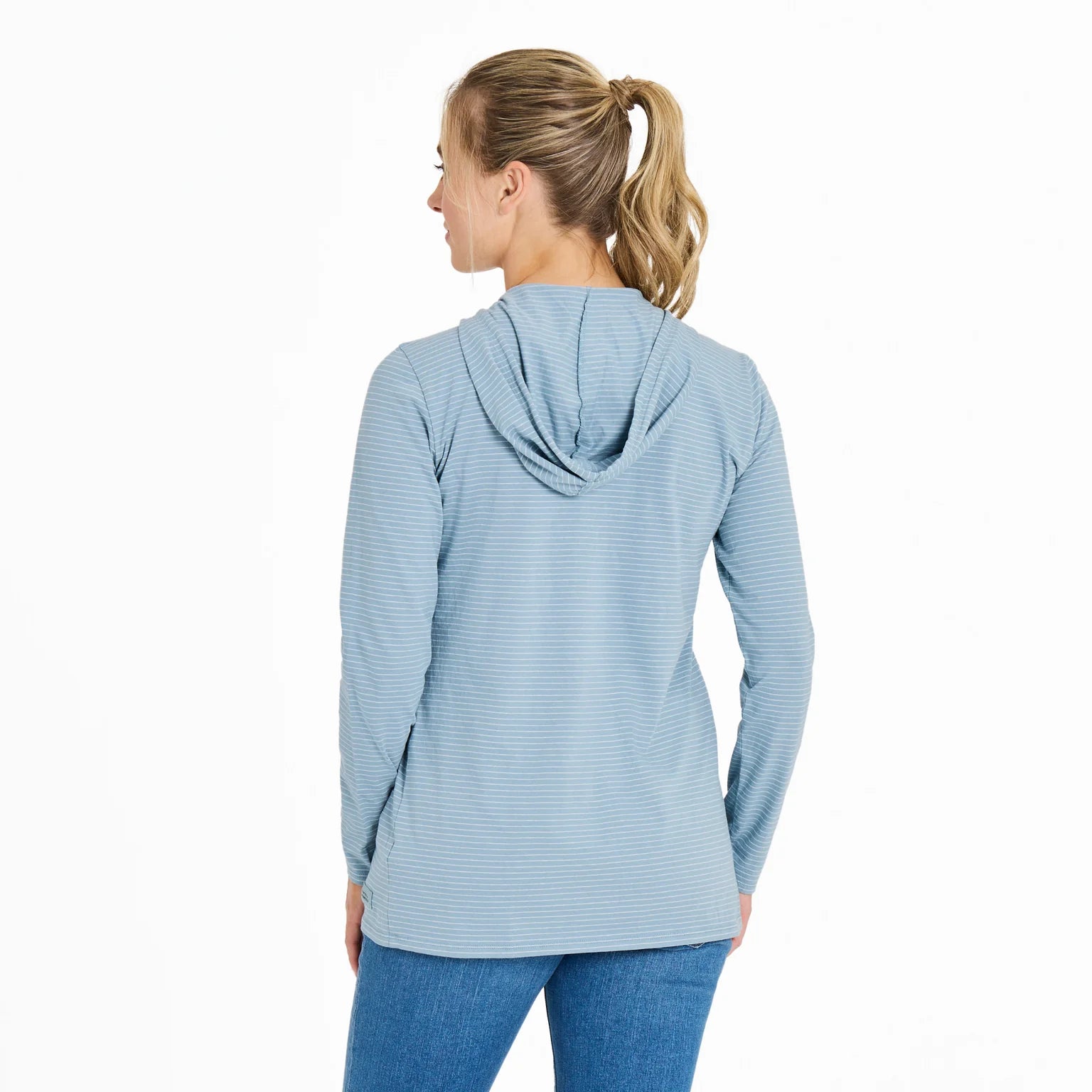 Life Is Good W Striped Hooded Beach Turtle SMOKY BLUE