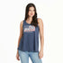 Life is Good W Textured Slub Tank Flower Flag DARKEST BLUE