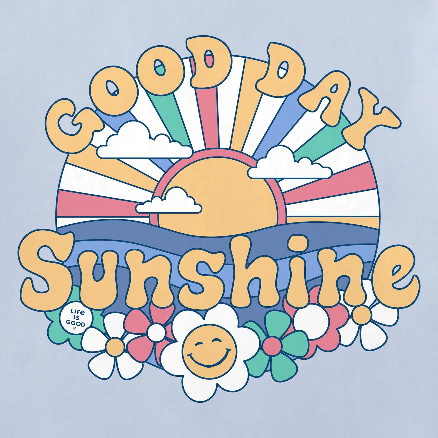 Life is Good Kids SS Crusher Groovy Day Tee GLACIER BLUE