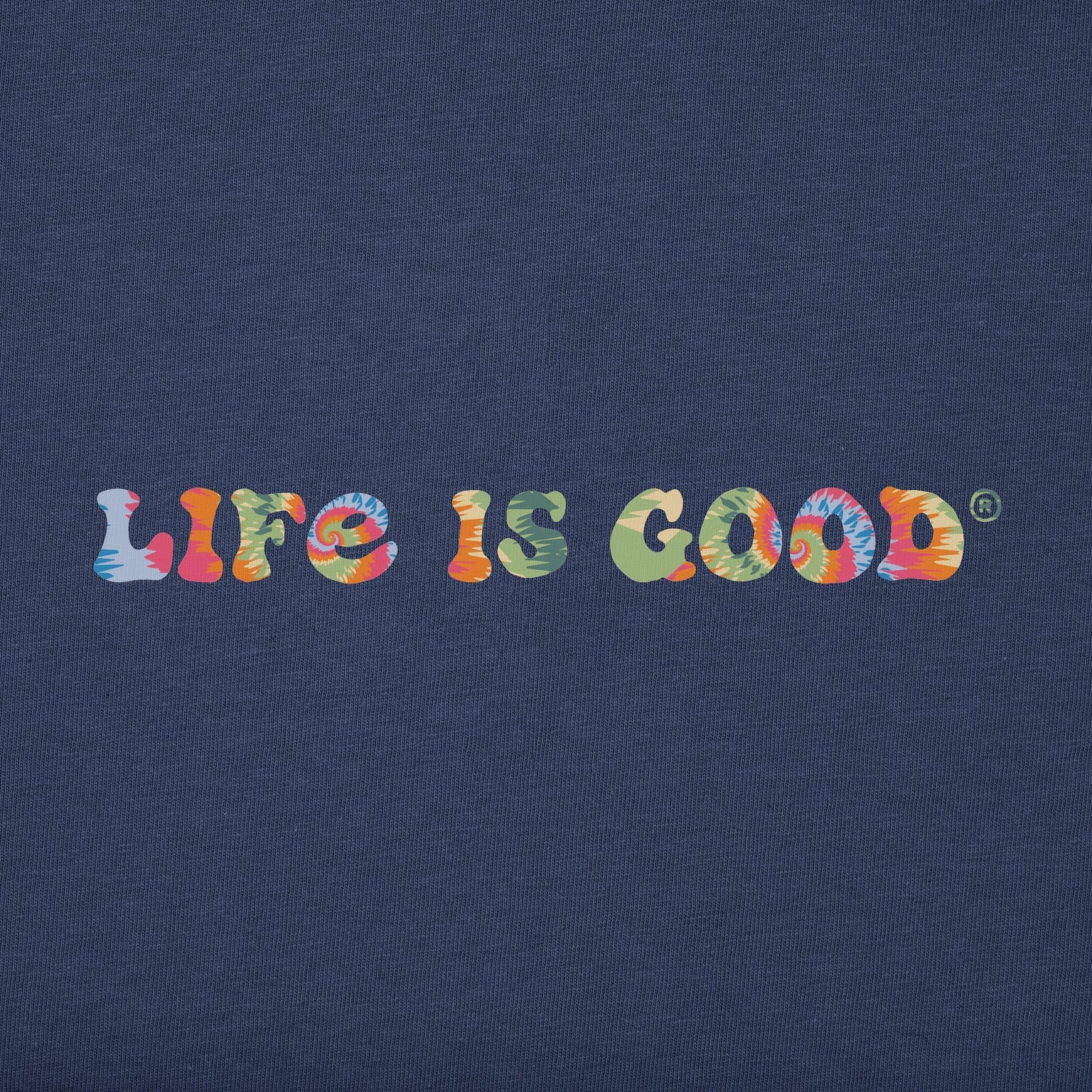 Life Is Good Kids Good Vibes Groovy Tie Dye Hoodie DARKEST BLUE