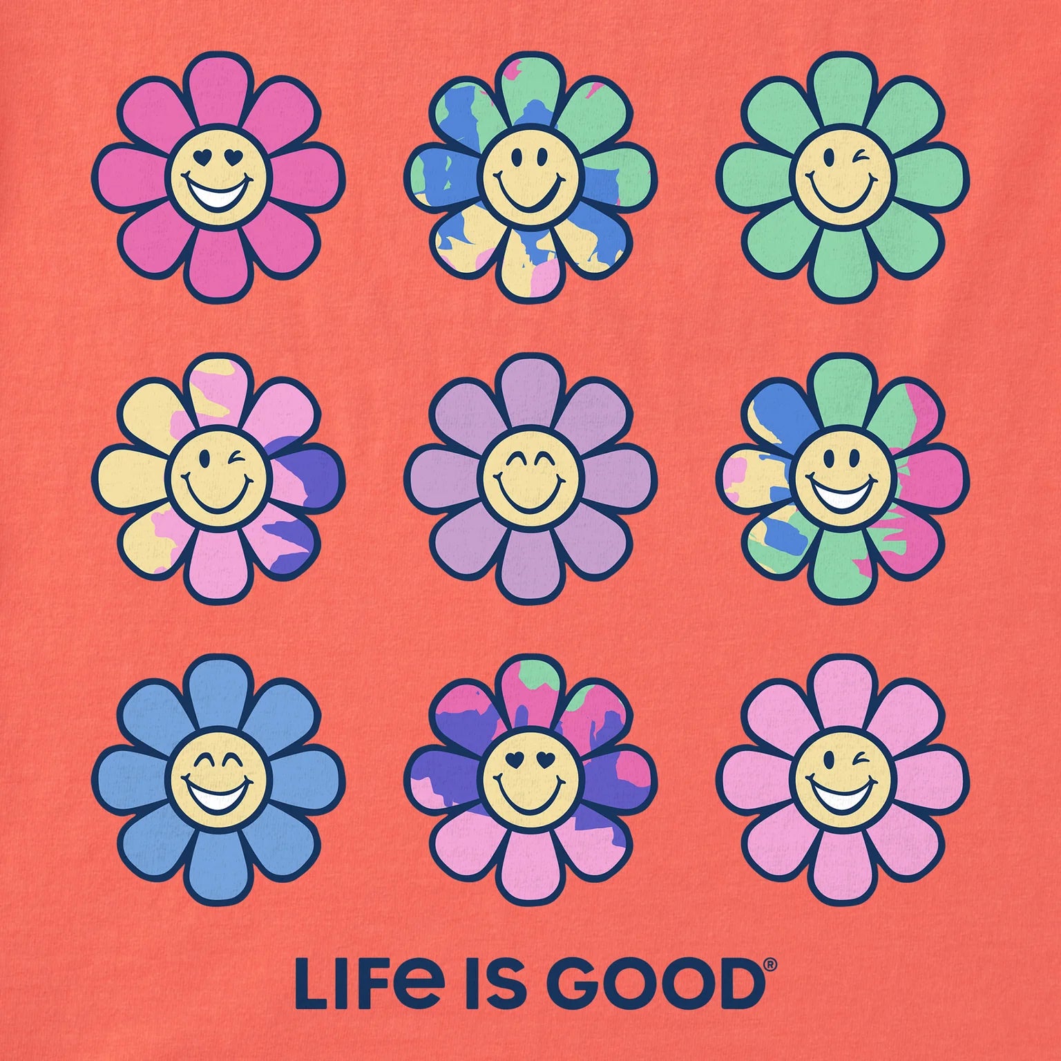 Life is Good Toddler SS Crusher Tie Dye Smile Daisy Tee MANGO