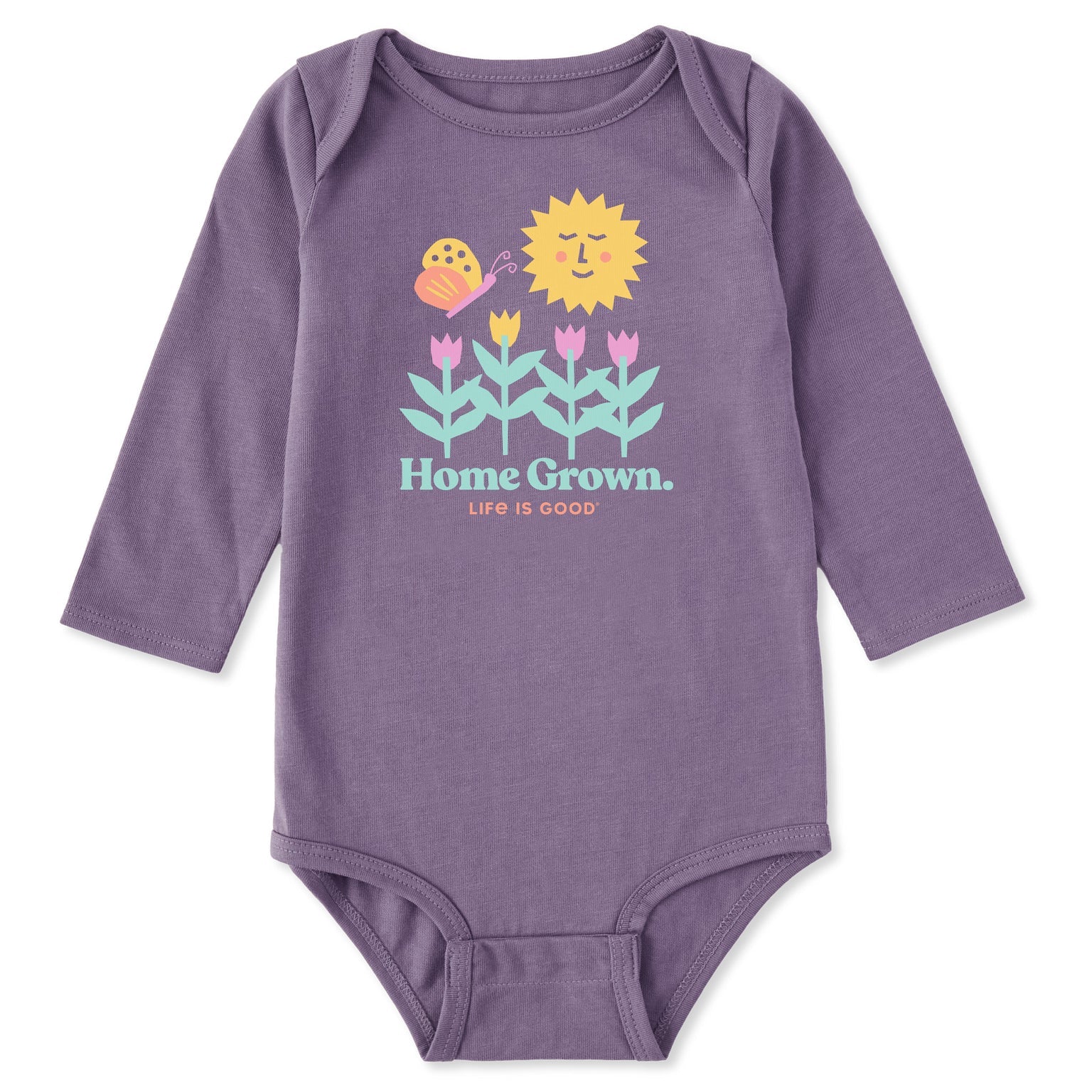Life is Good Baby Bodysuit Home Grown Garden DUSK PURPLE