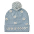 Life is Good W So Chill Beanie Paw Print GREY BLUE