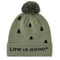 Life is Good So Chill Beanie Simple Pine MOSS GREEN