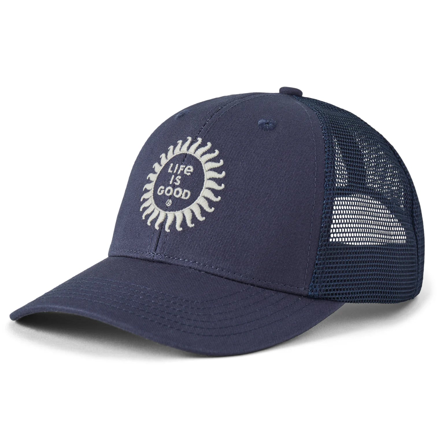 Life is Good Woodblock Sun Trucker DARKEST BLUE