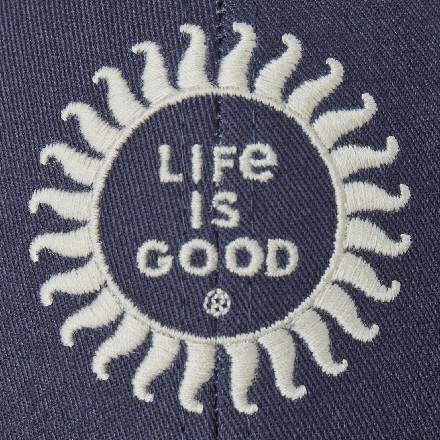 Life is Good Woodblock Sun Trucker DARKEST BLUE