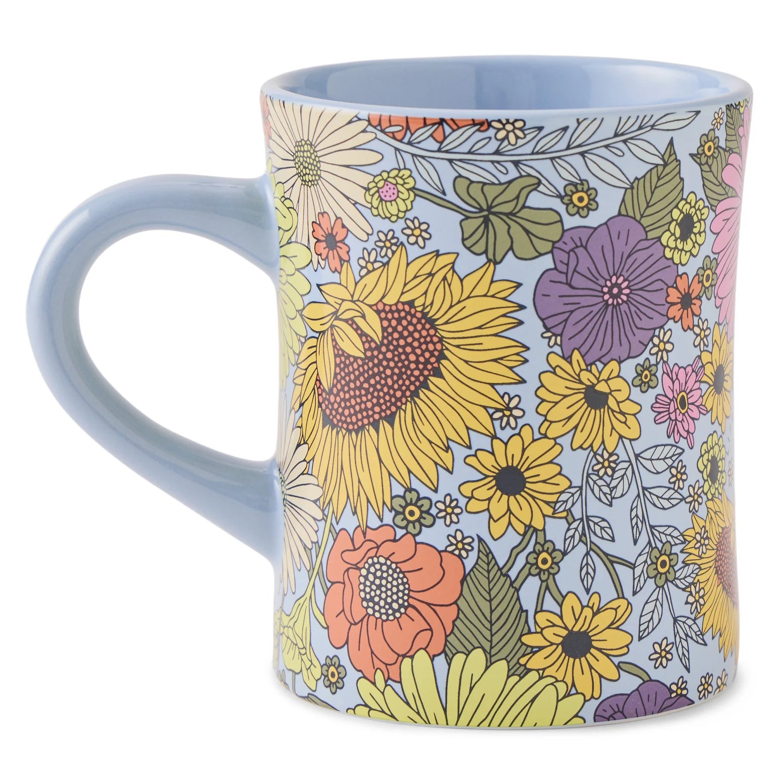 Life is Good Diner Mug Sunshine Floral GLACIER BLUE