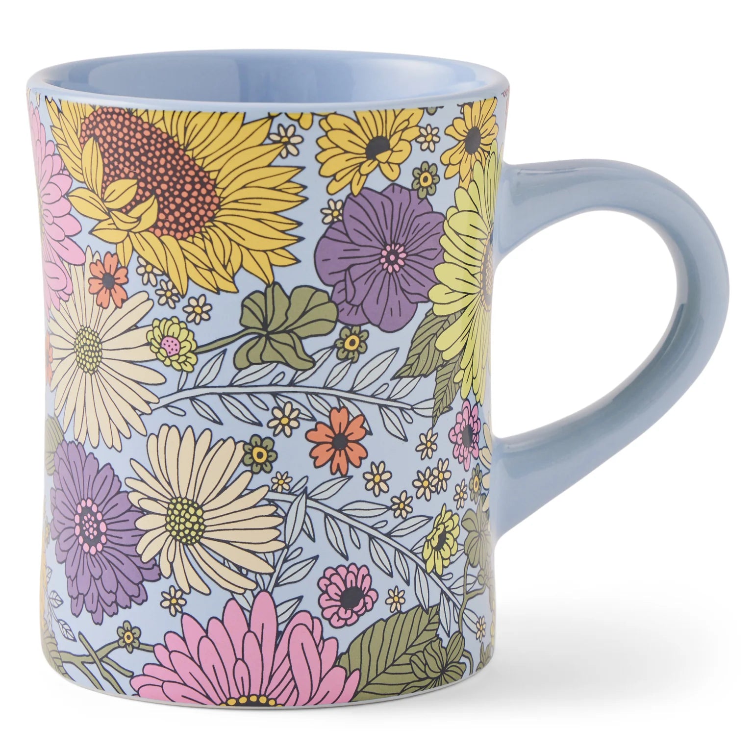 Life is Good Diner Mug Sunshine Floral GLACIER BLUE