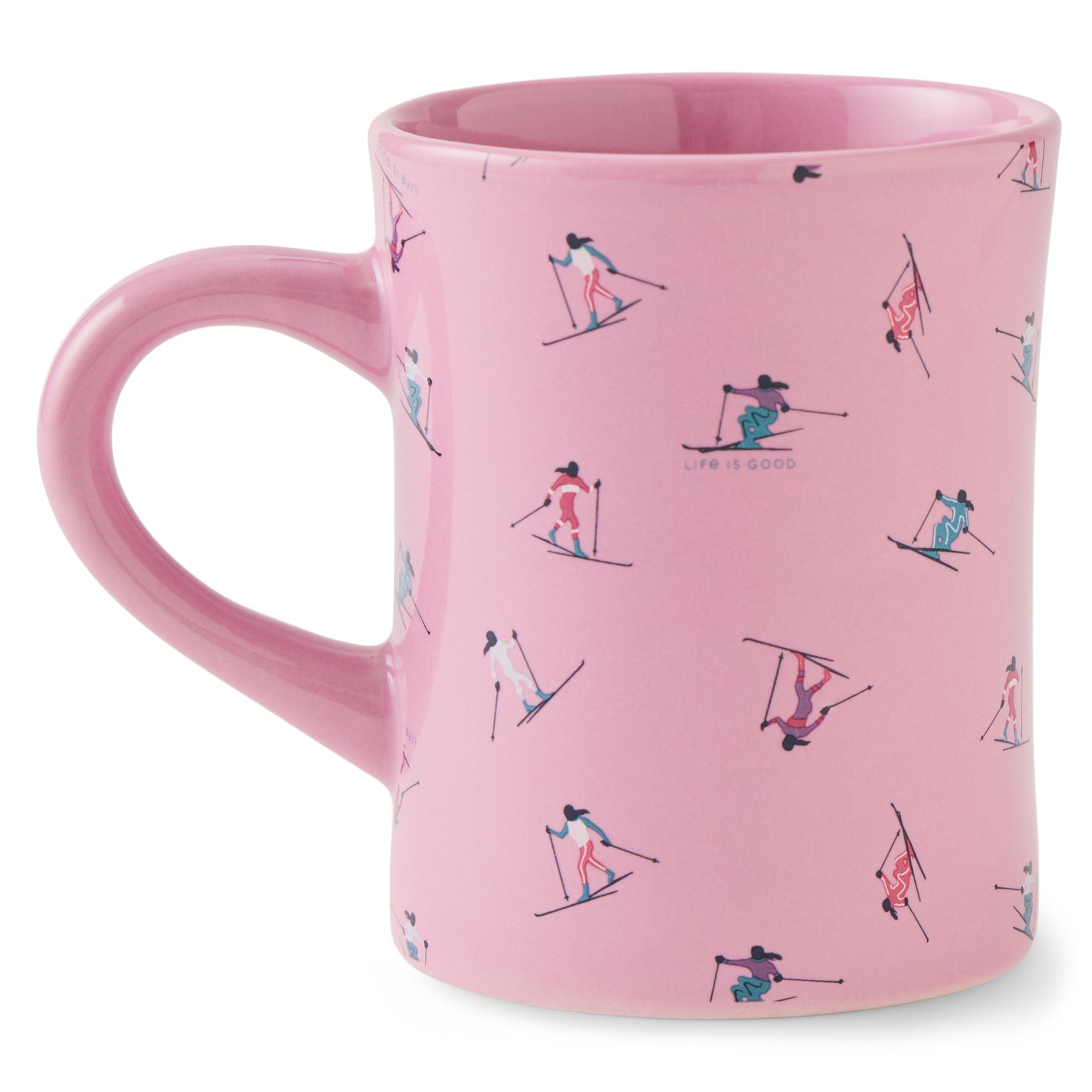 Life Is Good Diner Mug Ski Ya Later Pattern VIOLET PURPLE