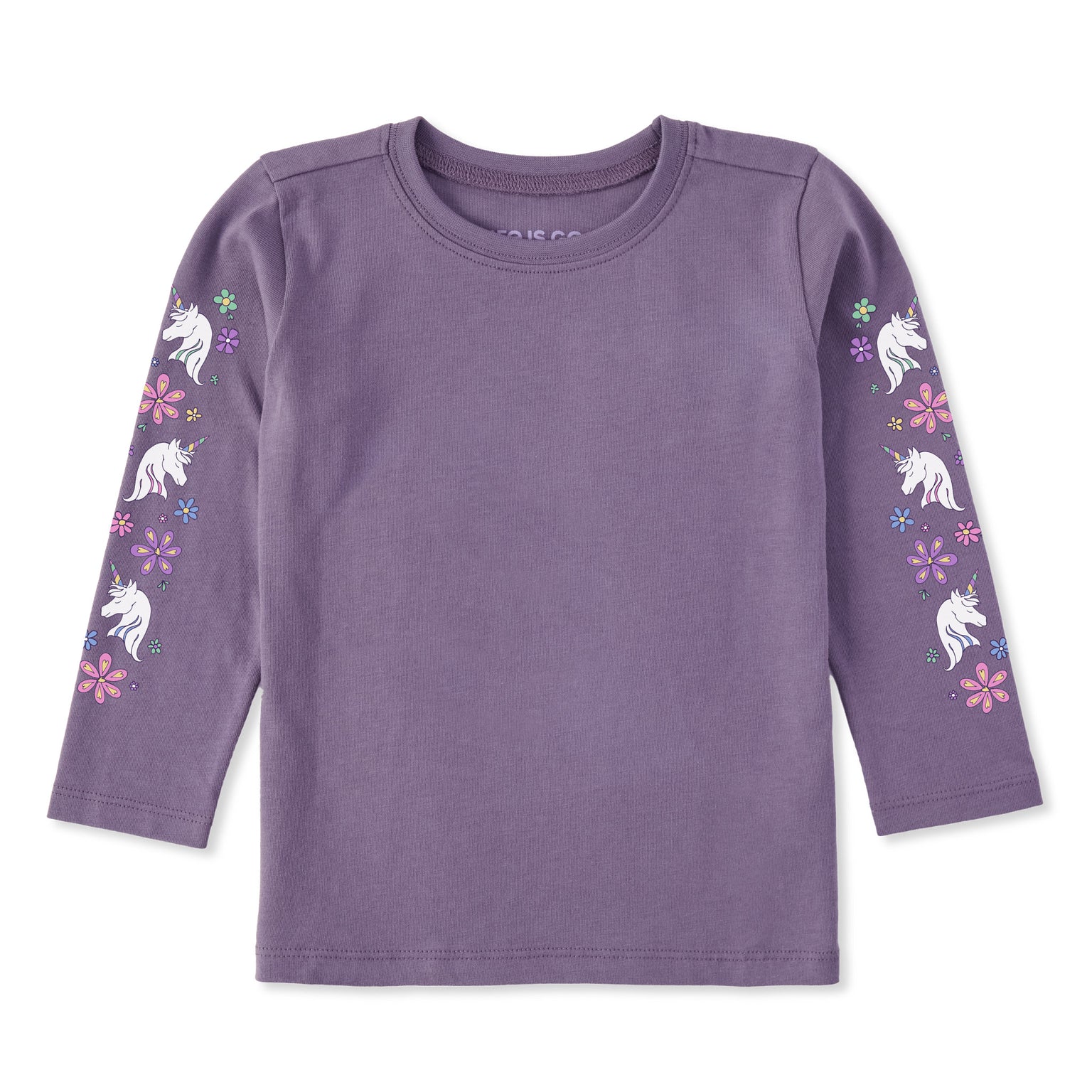 Life is Good Toddler LS Crusher Unicorn Flowers DUSK PURPLE