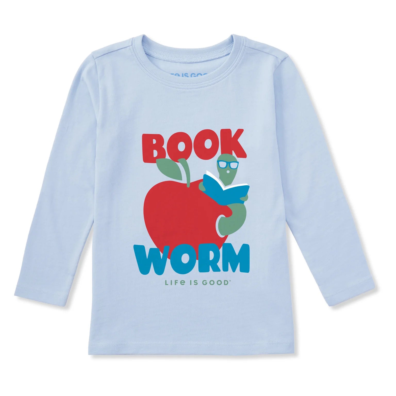 Life is Good Toddler LS Crusher Book Worm GLACIER BLUE