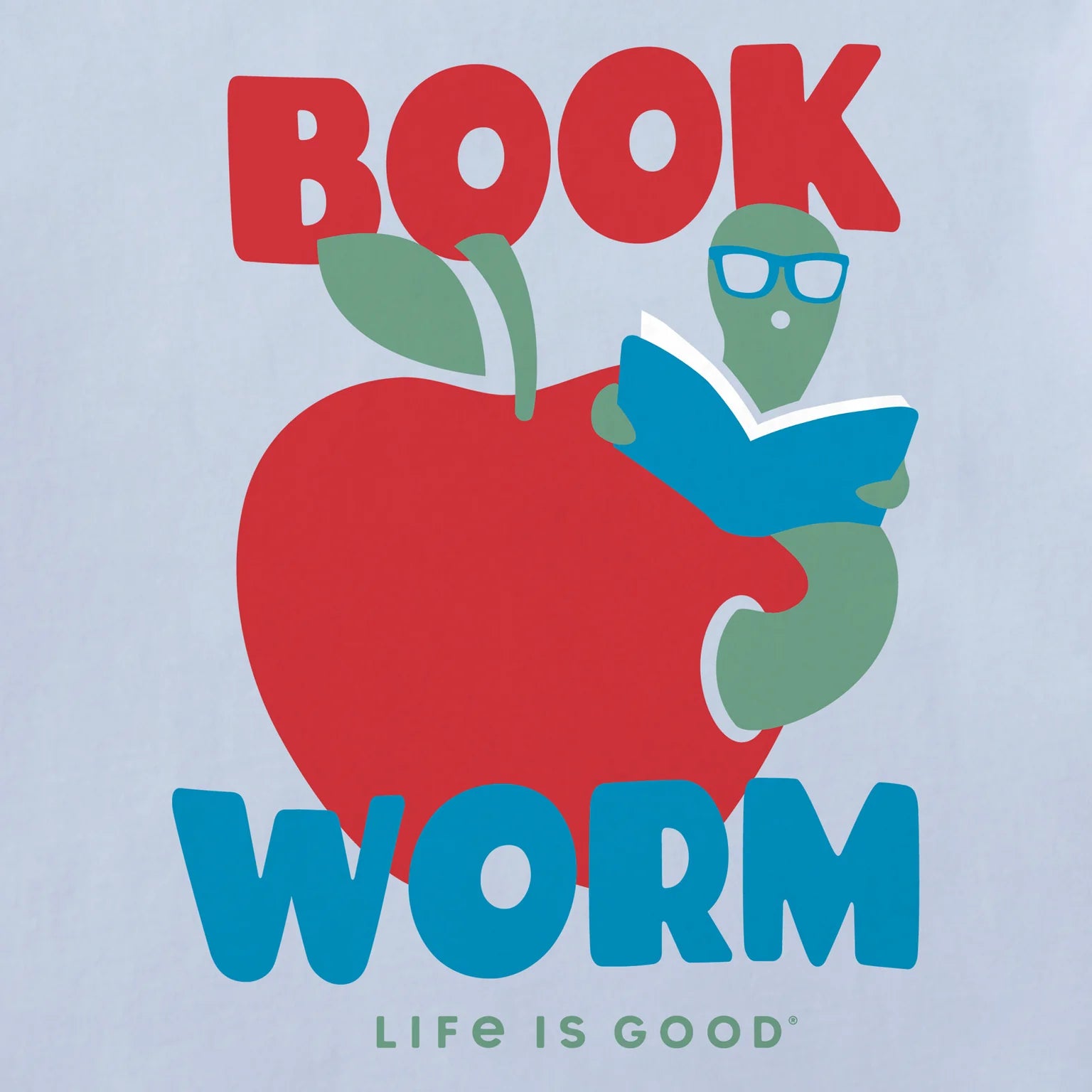 Life is Good Toddler LS Crusher Book Worm GLACIER BLUE