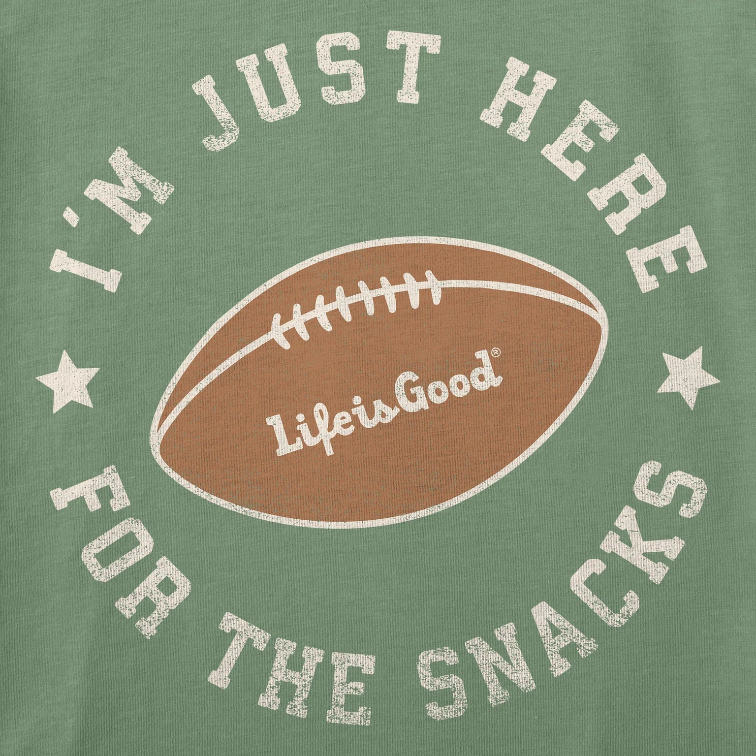 Life is Good Toddler LS Crusher Football Here for Snacks GRANITE GREEN