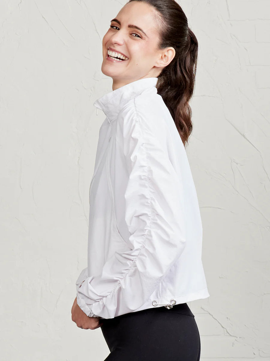 Tasc W Jet Set Ruched Windbreaker WHITE