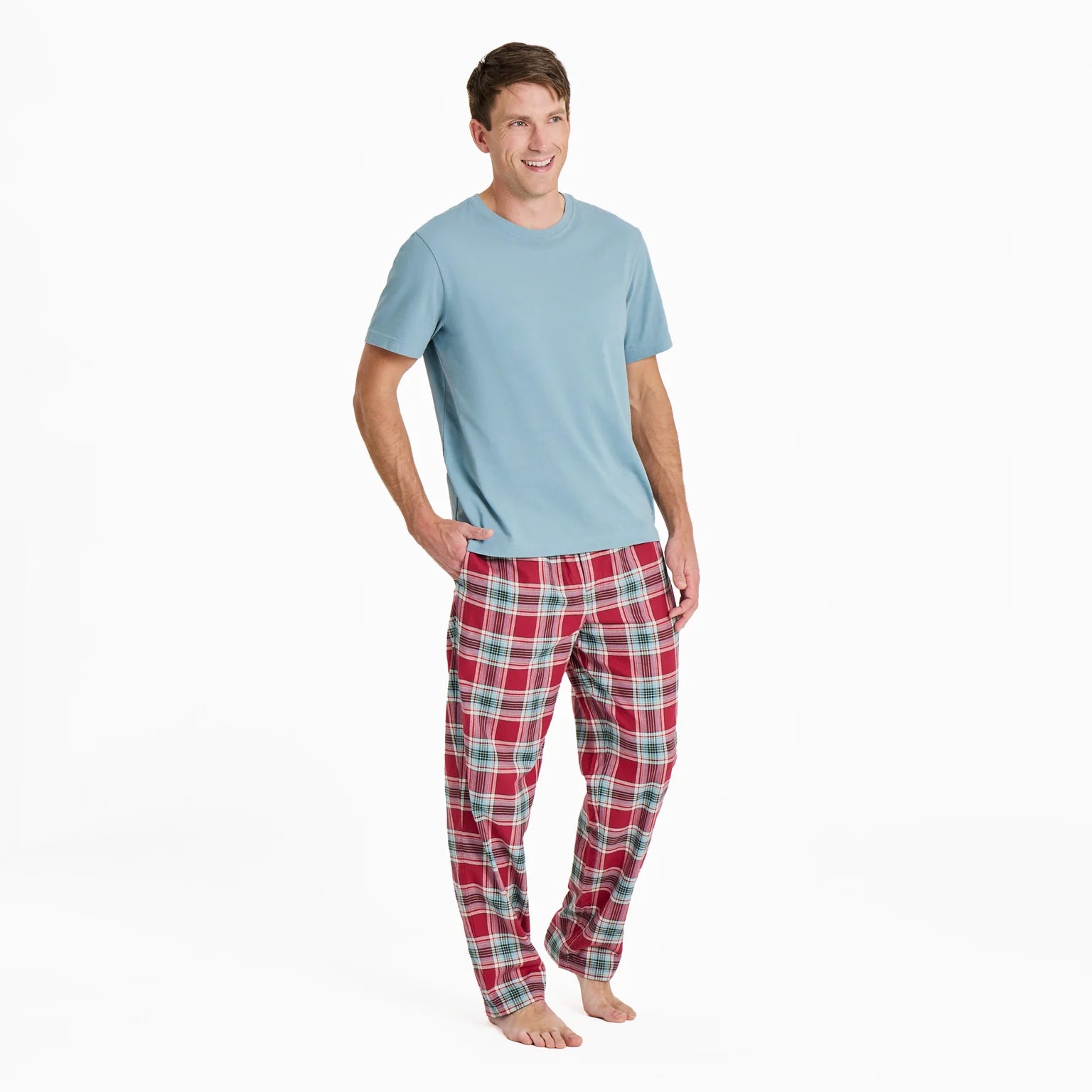 Life is Good M Sleep Pant Holiday Plaid ADIRONDACK RED