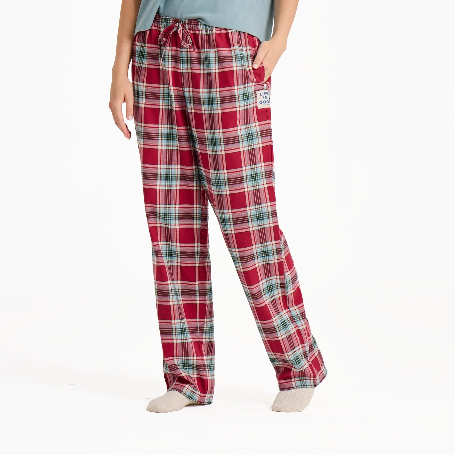 Life is Good W Sleep Pant Holiday Plaid ADIRONDACK RED
