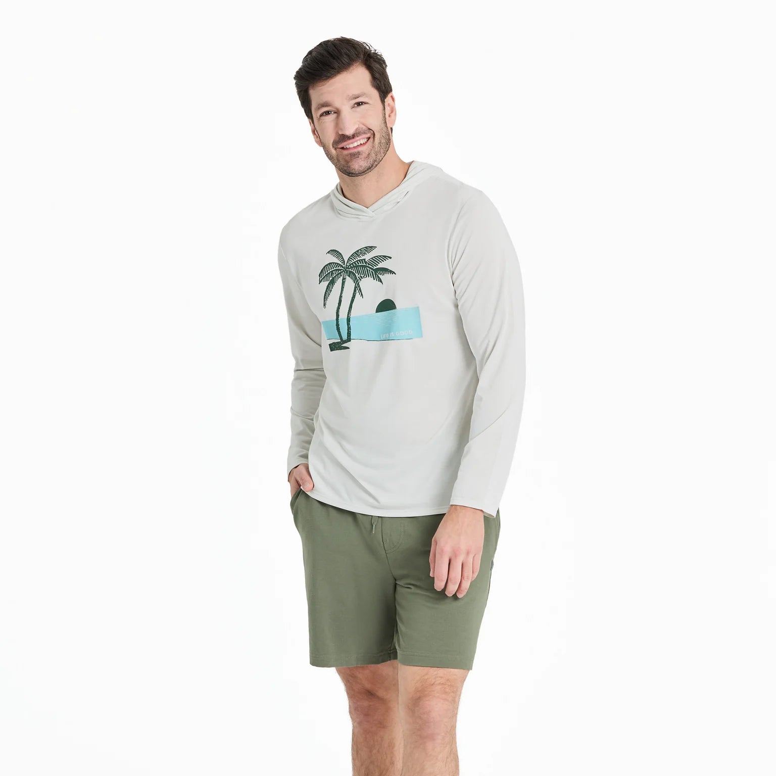 Life Is Good M Hooded Crusher Sunset Two Palms FOG