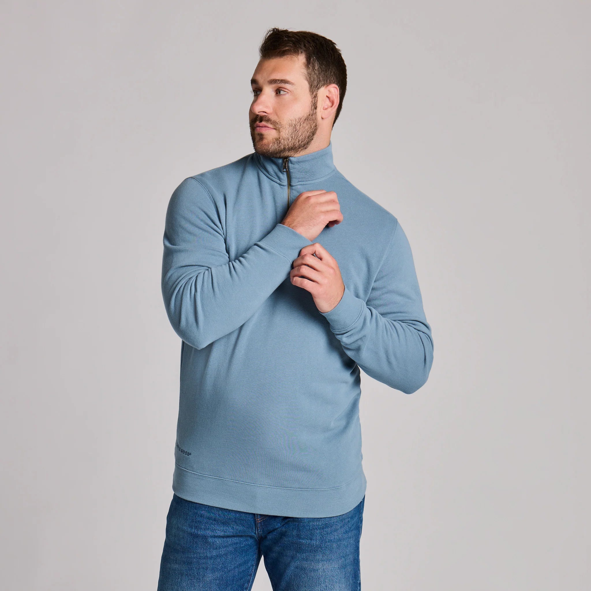 Life Is Good M French Terry 1/4 Zip SLATE BLUE