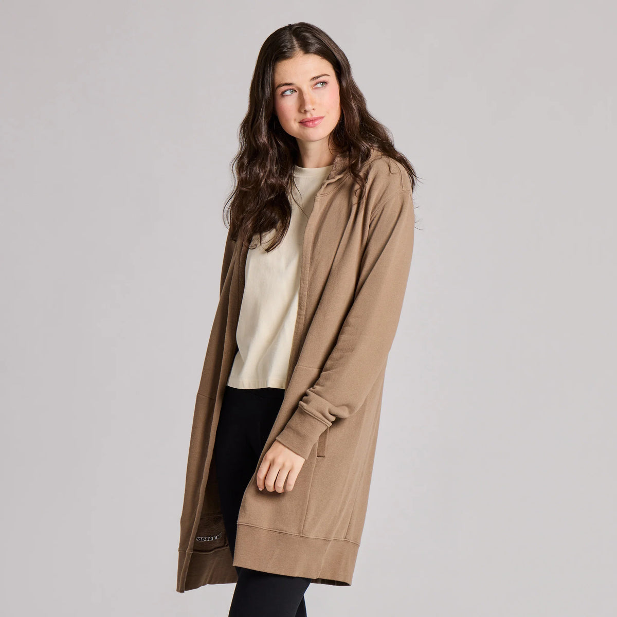 Life Is Good W French Terry Beyond the Hip Hoodie MUSHROOM BROWN