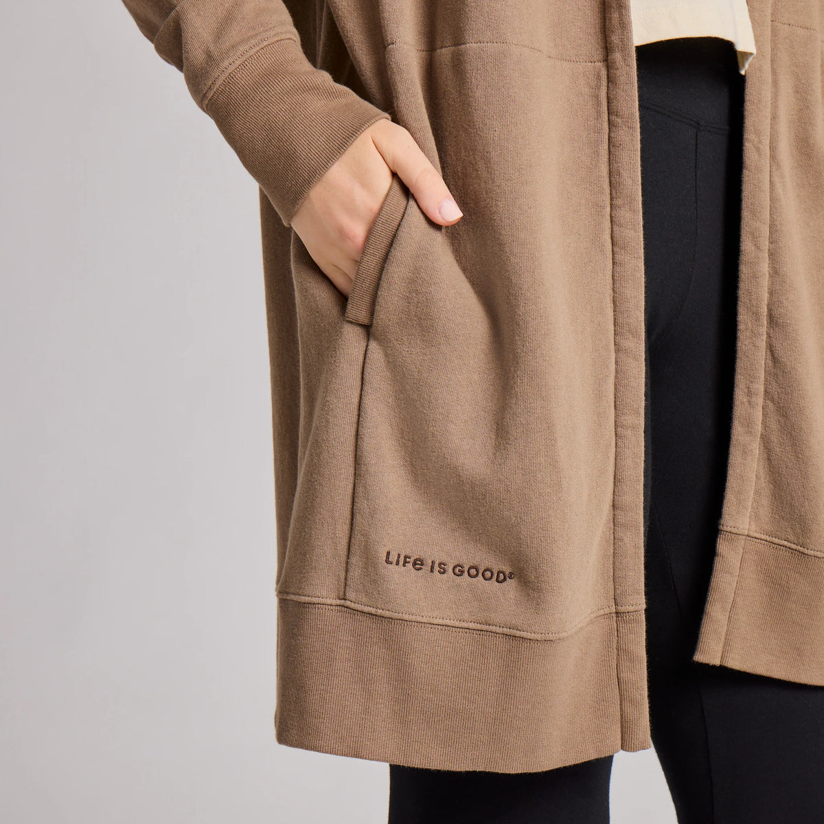 Life Is Good W French Terry Beyond the Hip Hoodie MUSHROOM BROWN