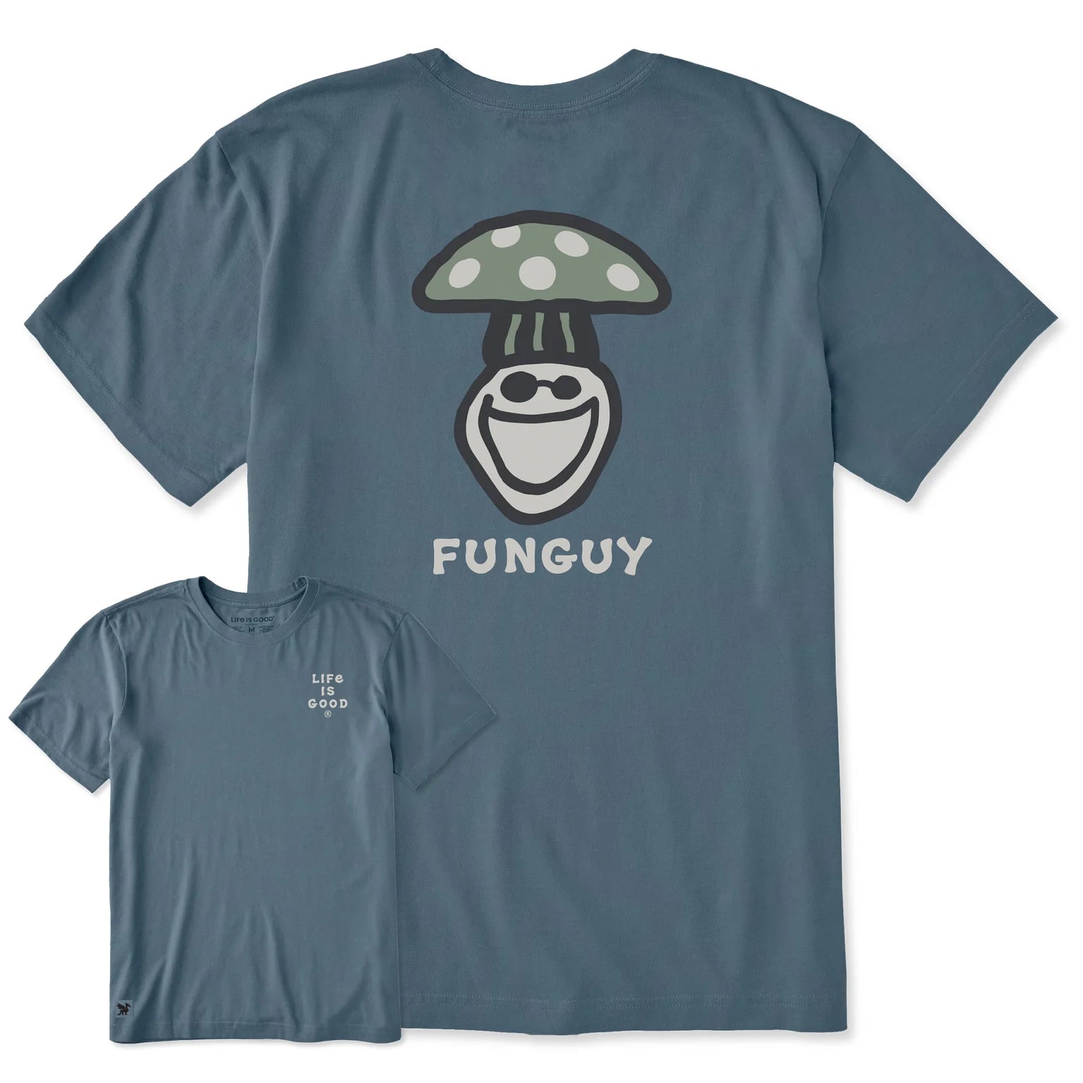Life Is Good M SS Crusher Jake Funguy Tee SLATE BLUE